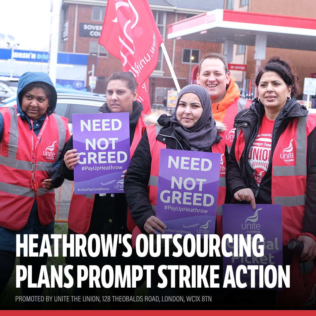Heathrow airport faces turmoil as outsourcing sparks strike. Nearly 800 Unite members to strike from 7 May to 13 May. #Heathrow #HeathrowAirport unitetheunion.org/news-events/ne…
