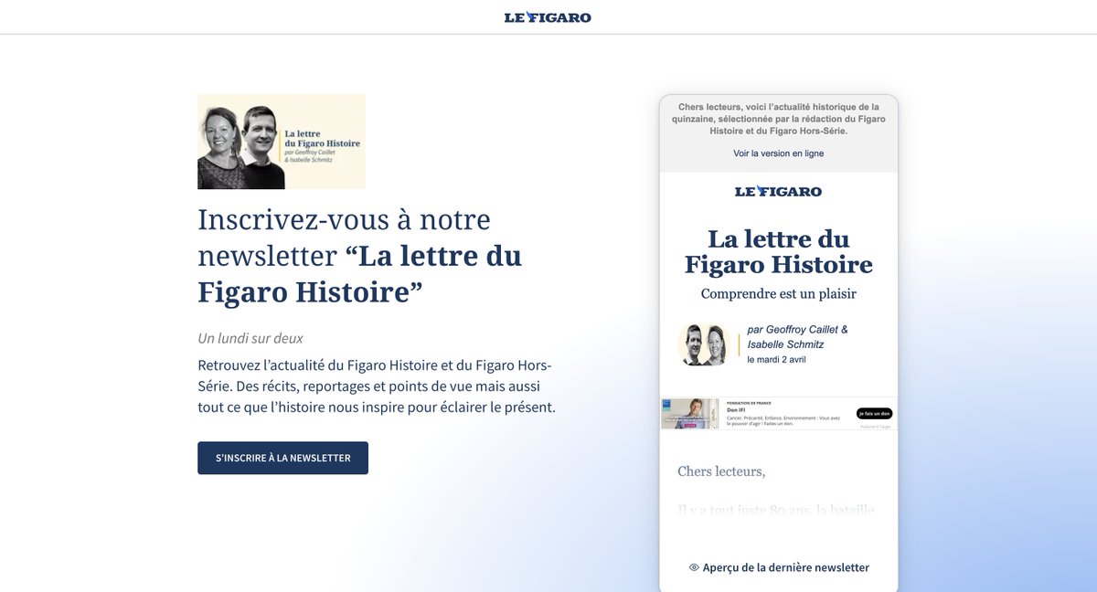 Les newsletters du @Le_Figaro ont droit à de nouvelles et belles pages de présentation. L'occasion - si ce n'est pas déjà fait - de découvrir et de s'incrire gratuitement à: • La newsletter 'Faits divers', chaque dimanche, par @m_dadhemar, @AmbreLepoivre, @paoliniesther,