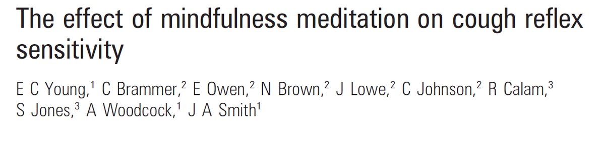 Did you know researchers previously studied #mindfulness in #ChronicCough?
Young et al. conducted a mindfulness intervention #RCT in 2009: bit.ly/3UtXrZn.
Exciting future opportunities in complementary health approaches for chronic #cough