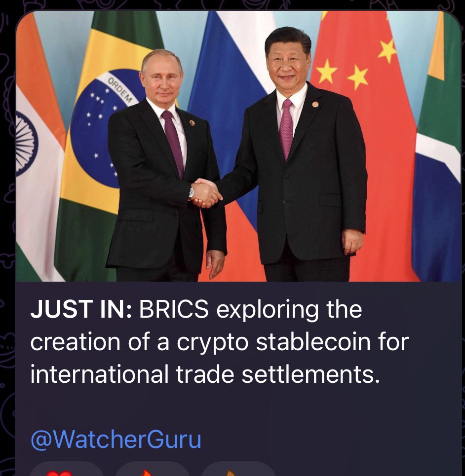BRICS + CRYPTO STABLECOIN + INTERNATIONAL TRADE SETTLEMENTS 

All coming together like the documents have foreshadowed🧩