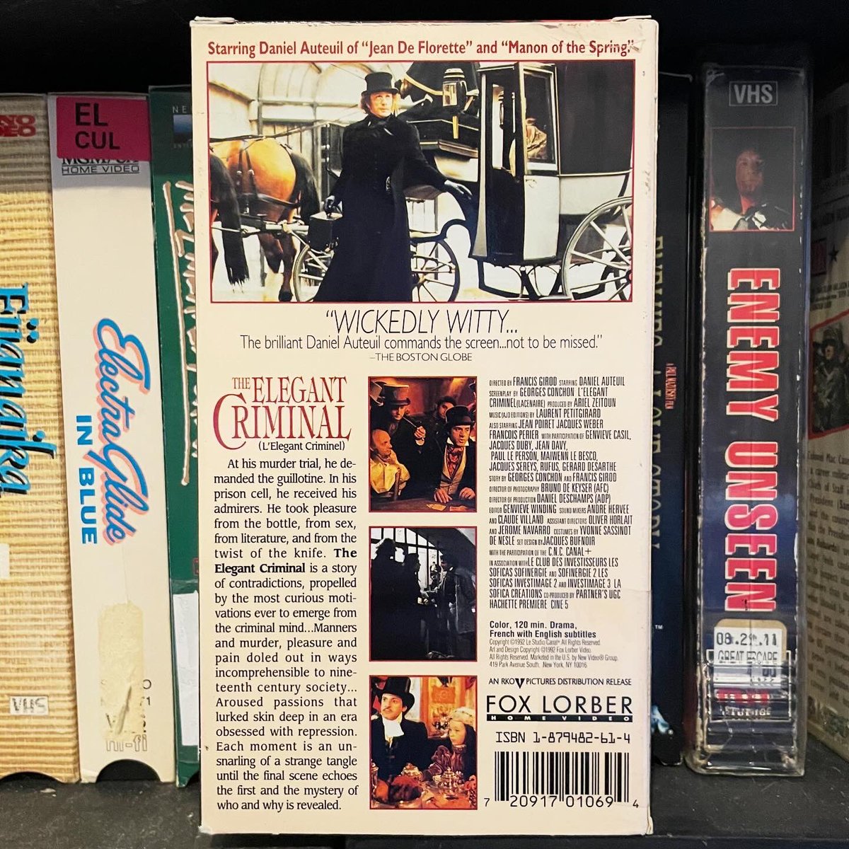 “Poet, thief, hero, killer. Truly a man on many convictions” #theelegantcriminal #1990movie #frenchcinema #francisgirod #danielautueil #jeanpoiret #jacquesweber #francoisperier #genevievecasile #vhs #vhsforever #feedyourvcr #videocassette #videotape