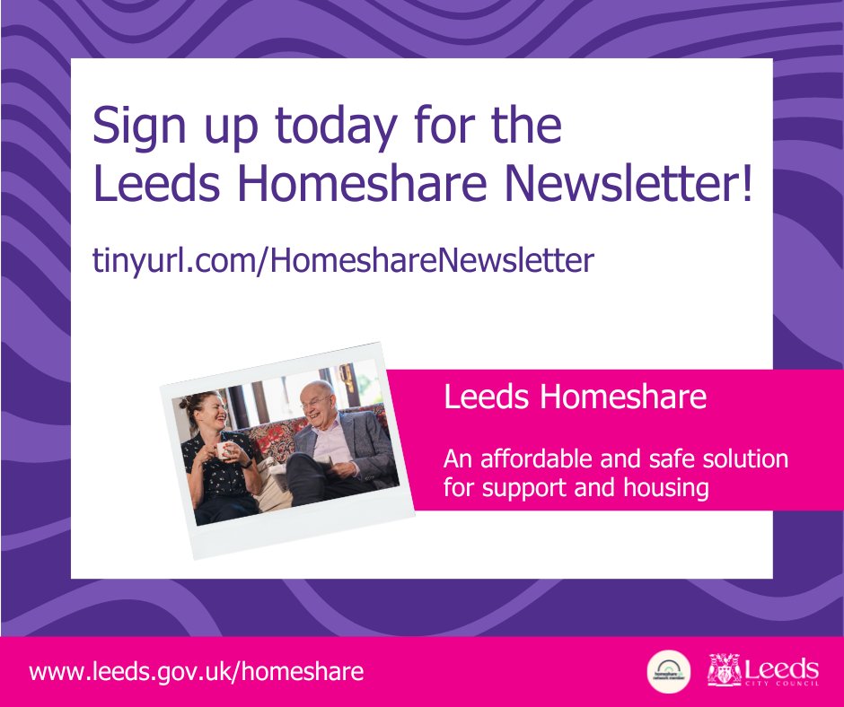 Did you know that we have a bi-monthly newsletter? Don't miss out on the latest Leeds Homeshare news, sign up today to receive our upcoming May edition... tinyurl.com/HomeshareNewsl… #homeshareuknetwork @LeedsOPF @AgeFriendlyLDS @RichmondHillEA @MyForumCentral @leedsdaa