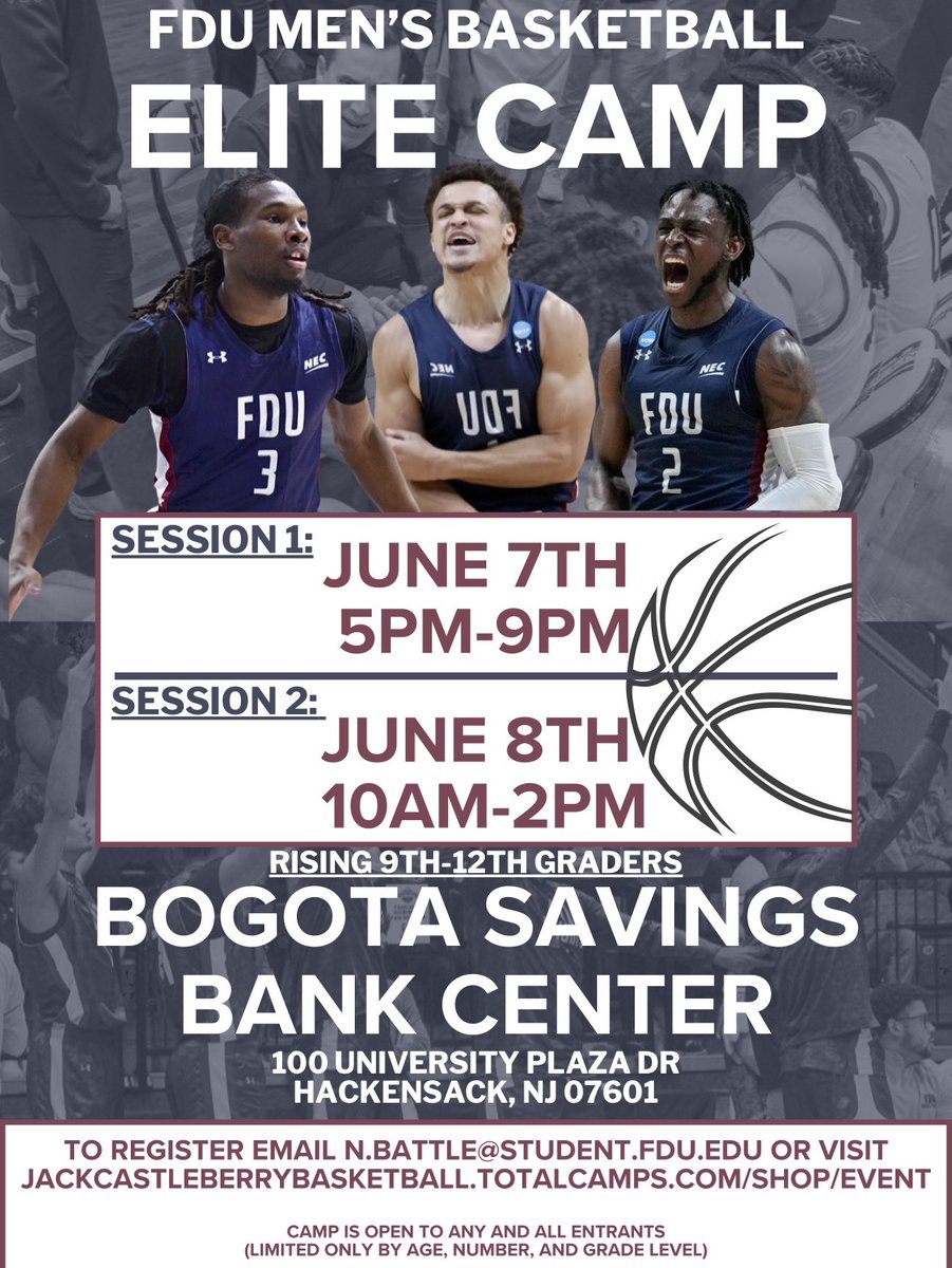 Join us this summer at the FDU Men’s Basketball Elite Camp!

Sign up: bit.ly/3UcWXWl

#uKNIGHTED