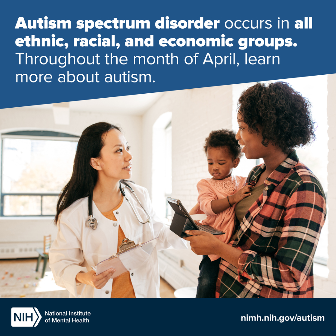 Autism spectrum disorder occurs in all ethnic, racial, and economic groups. Throughout the month of April, learn more about autism: nimh.nih.gov/health/statist… #AutismAwarenessMonth #AutismAwareness