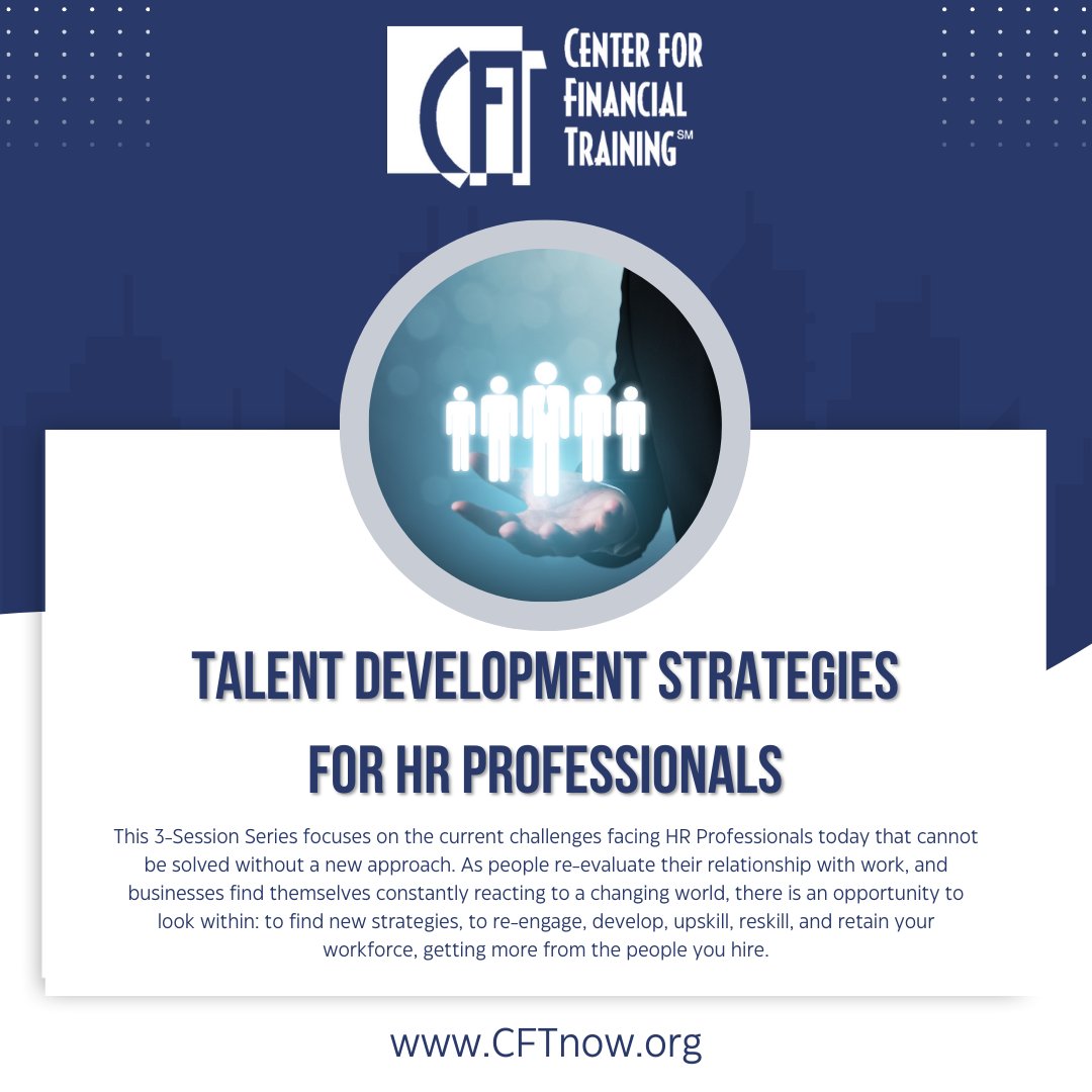 Elevate Your HR Game by Unlocking Innovative Talent Development Strategies in our Exclusive 3-Session Series!
cftnow.org/courses/talent…
#CFTnow #Banking #Bank #BankTraining #BankersEducation #BankingEducation #CreditUnion #CreditUnionTraining #HRProfessionals #CareerAdvancement