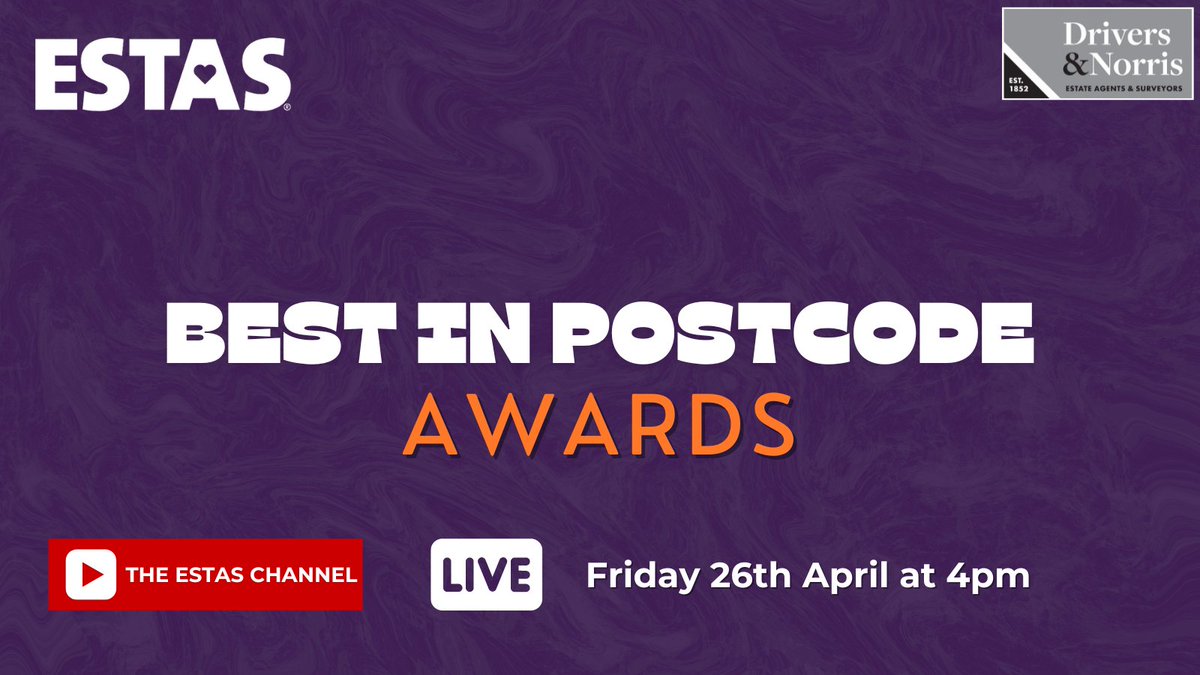We will be tuning in this Friday at 4 pm for @The_ESTAS Best-In-Postcode Awards 🎉 <a href="/PhilSpencerTV/">Phil Spencer</a> will announce the postcode winners &amp; shortlist for the 2024 awards! 

Wondering how to watch? Click here this Friday 👉youtube.com/watch?v=H-0wtd…