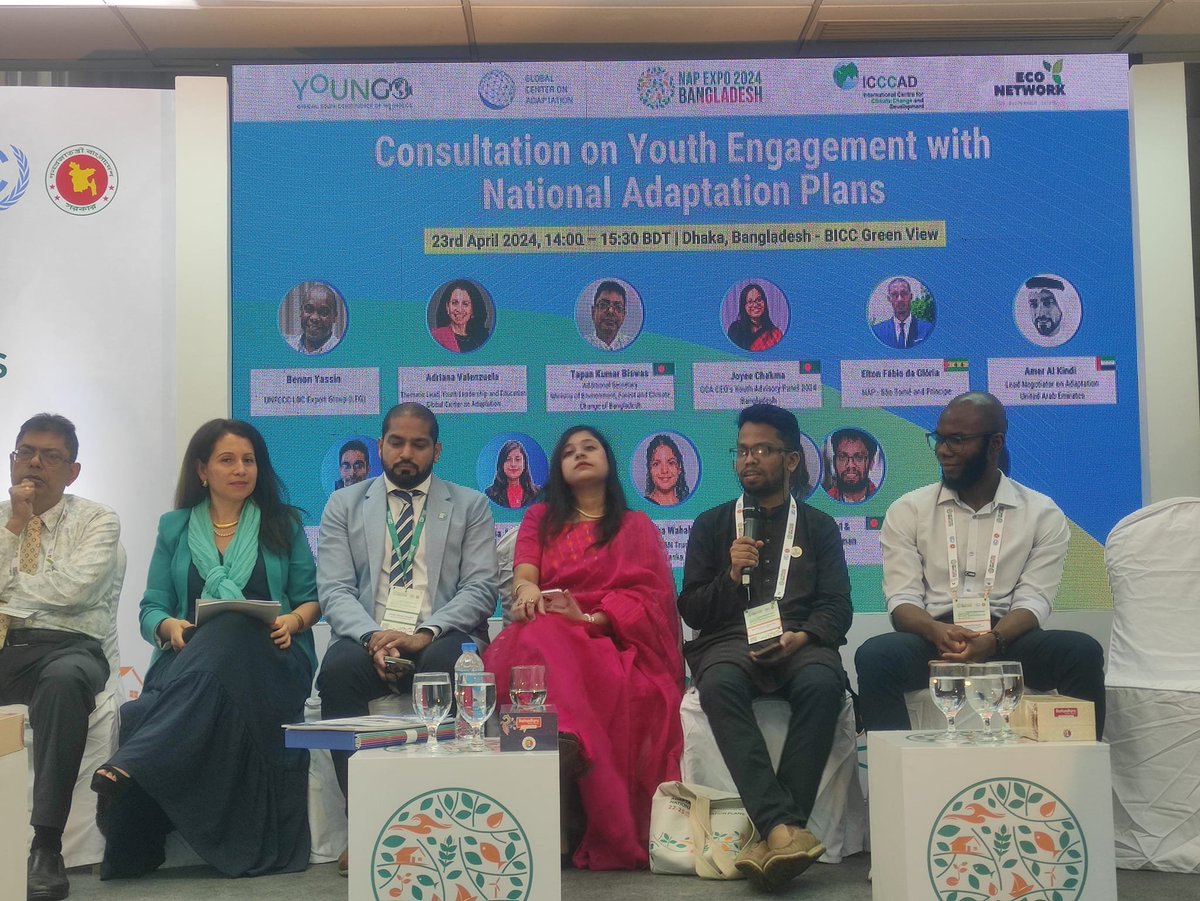 Thrilled to share insights from my speech at #NAPExpo2024 on 'Youth Engagement with National Adaptation Plans'! Advocating for youth engagement in #adaptation planning to evaluation, stressing the importance of platforms for active contribution to decision-making processes.