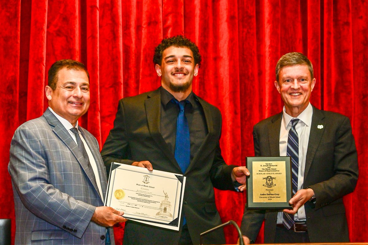 Congratulations to defensive back Andre DePina-Gray, who received a Scholar-Athlete Award at the Rhode Island State House yesterday afternoon 🌊👏 #3MoreFeet