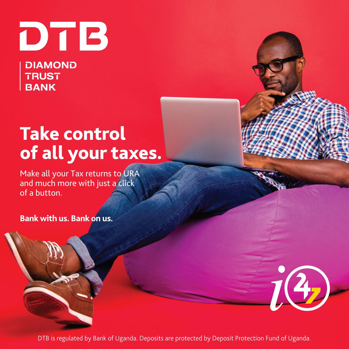 Did you know that you can pay your @URAuganda taxes using DTB i24/7 internet banking? Sign up today and enjoy convenient banking any day and time for personal and business needs. Call toll free 0800 242 242 for support. #BankWithUsBankOnUs