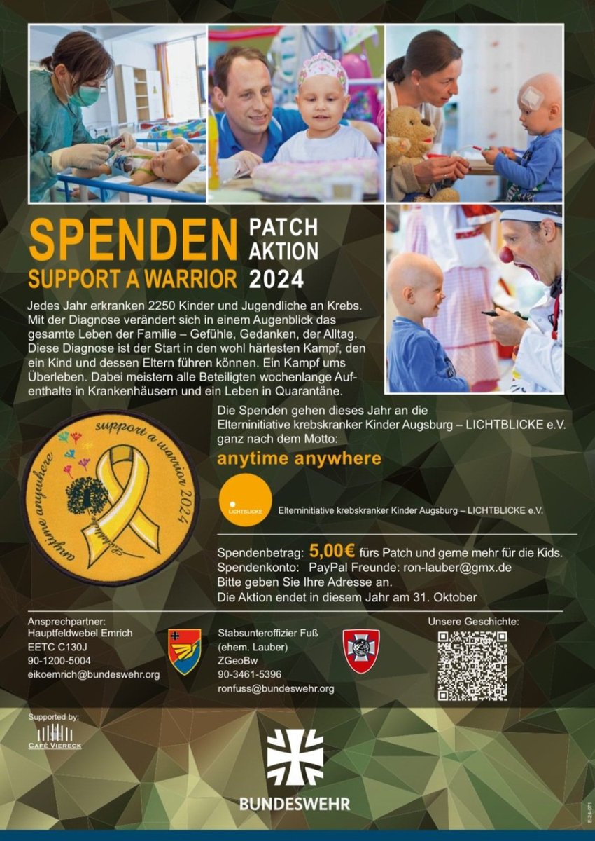 Spendenpatch!

Ihr habt die Chance bei einer echt guten Sache mitzumachen und dafür noch einen Patch für die Sammlung zu erhalten.

Über einen Retweet würde ich mich sehr freuen! 

(Mit Genehmigung zum teilen &amp; weiterleiten auf X durch StUffz Lauber)