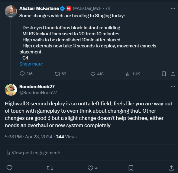 RandomNoob27's tweet photo. @MaxHS_ 100% agreed, legit commented the same thing. But they also said some changes to barricades so id be excited to see the meta change, could also be good https://t.co/3r8ChnsdnM