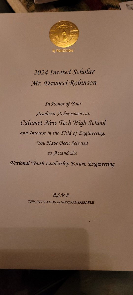 In a matter of 2 days I had amazing things to happen keep my eye on the prize and work to achieve a goal I got invited to <a href="/BrownUniversity/">Brown University</a> football camp and also invited to National youth Leadership forum for engineering football and computers two loves I hope to continue