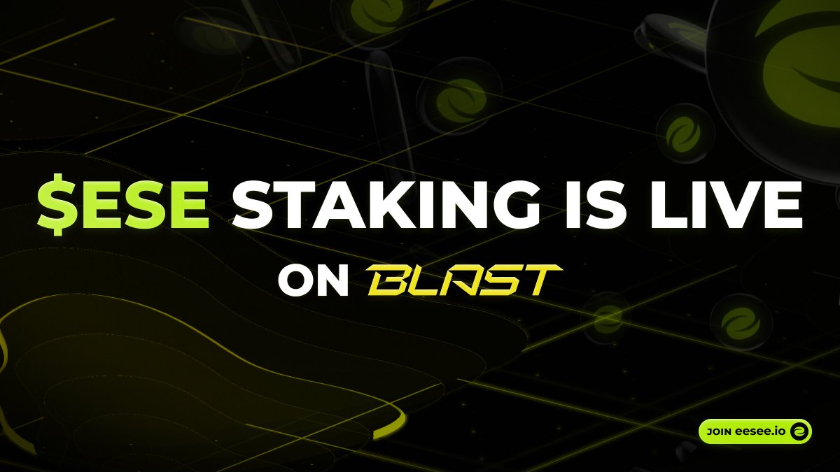 We're launching $ESE staking on @Blast_L2!🚀

With the voice of the community guiding us, we're insanely glad to provide everyone an opportunity to stake $ESE on Blast &amp; earn more rewards!

How to maximize your profit by staking on eesee.io/staking?
Let's find out 👇