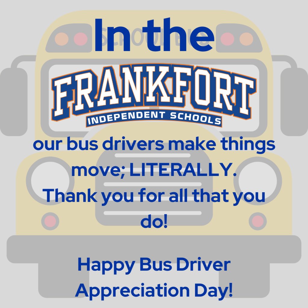 Today is Bus Driver Appreciation Day! Every day, our bus drivers show up for our students. Thank you is hardly enough for their impact on our students' lives. Even so, THANK A BUS DRIVER TODAY!