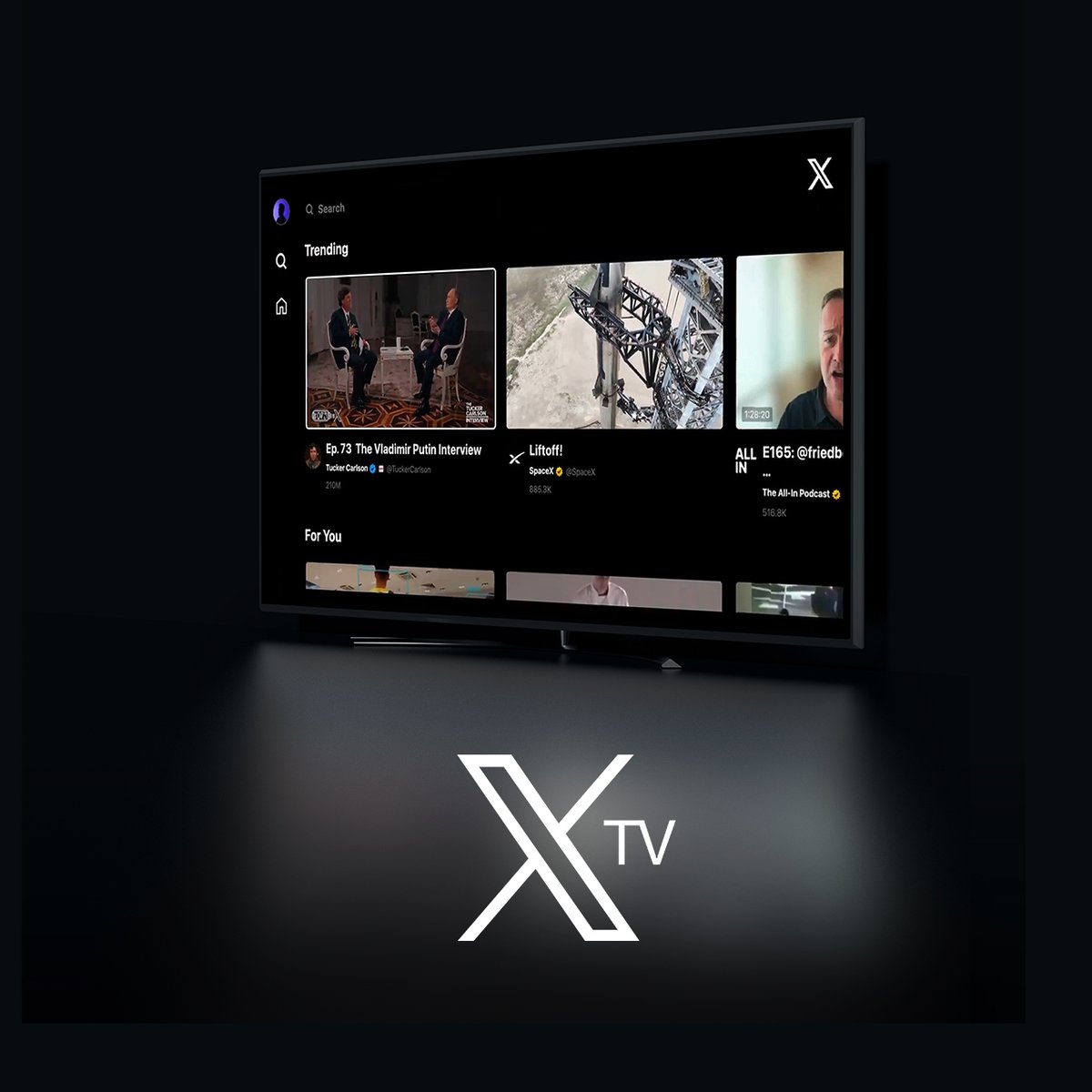 𝕏-TV app | Coming Soon 📺 - Trending Video Algorithm - AI-Powered Topics - Cross-Device Experience - Enhanced Video Search - Effortless Casting - Wide Availability