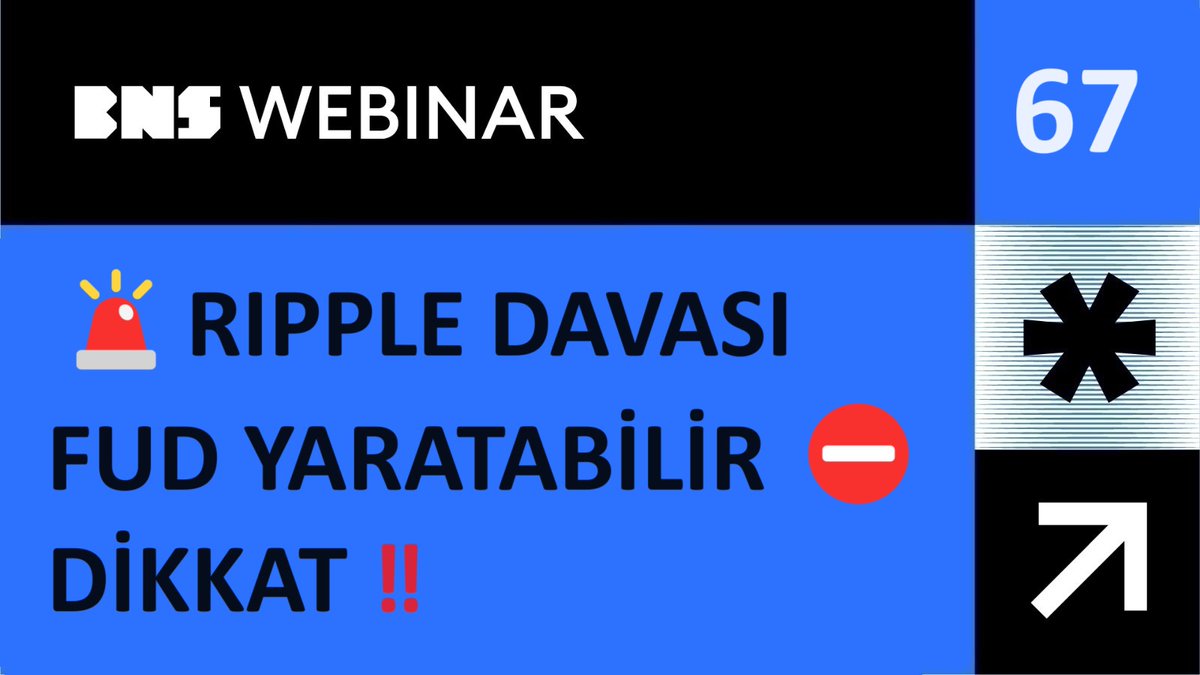 67.Webinar Duyurusu 

🚨RIPPLE DAVASI FUD YARATABİLİR ⛔ DİKKAT‼️

merhaba, haftalık webinar yayınımız bu akşam 19:00'da canlı olarak başlıyor. Tüm webinar ve eğitim grubunu bu önemli yayına bekliyorum. soru-cevap da yapıyoruz, sorularınızı hazırlayın :)

youtube.com/live/N36Asa5qn…