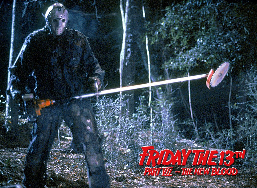 #JasonVoorhees prepares to give Dr. Crews what’s coming to him in #FridayThe13th Part VII: The New Blood.