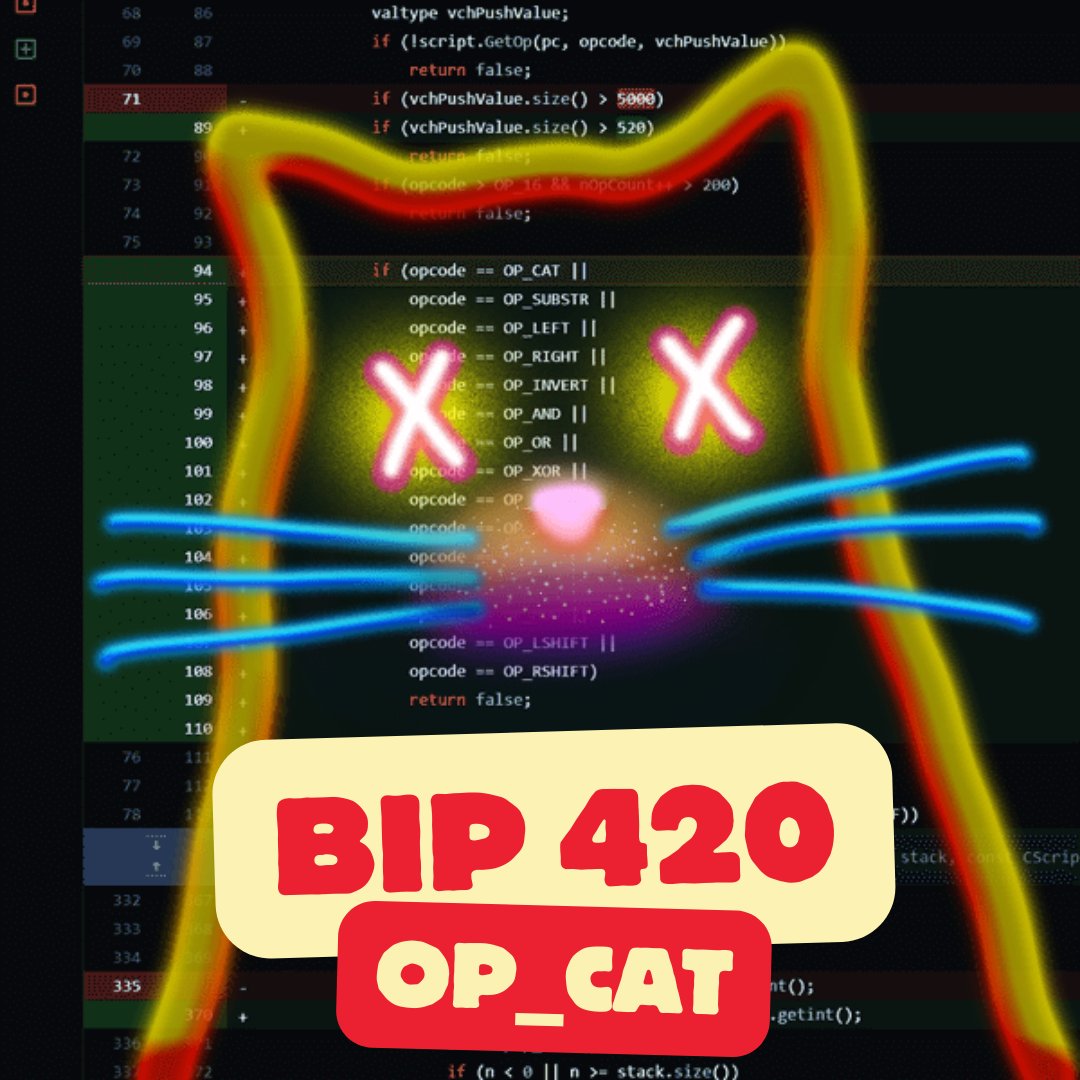 frequently asked questions about BIP-420 yesterday, the proposed OP_CAT upgrade for bitcoin was assigned a BIP number: BIP-420! this is an important milestone and everyone is excited! we received many questions, so in this post we will try to explain what this all means!