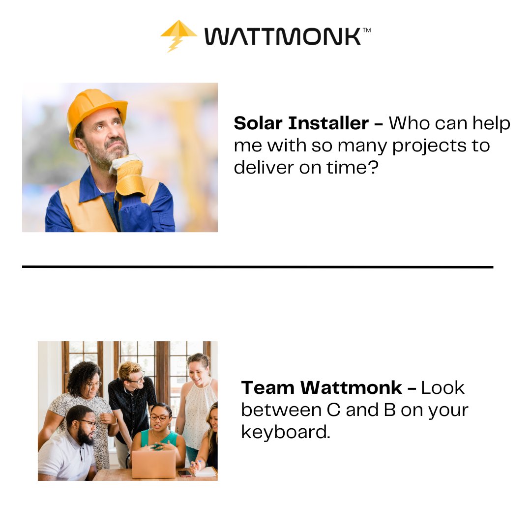 When you're looking for the right team to get your solar projects done on time, just remember to 'C' between 'C' and 'B'. We've got you covered! 💡☀ 
#Lookbetweenletters #trendingideas #what'strending #wattmonktrend #SolarPower  #trendingtuesday #tuesdayvibes #tuesdaymorning