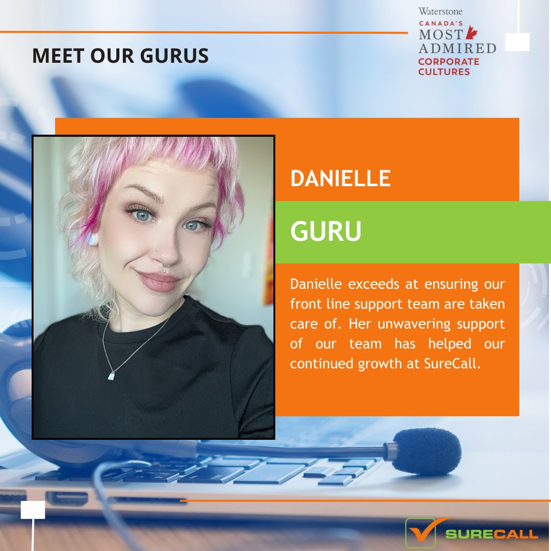 Meet our Gurus! Danielle exceeds at taking care of our front-line team and making sure any issues or concerns are well taken care of. 
Learn more about our team on our website --> surecallcc.com/team

#teamworkmakesthedreamwork #calgarybusiness #yycjobs #calgaryjobs