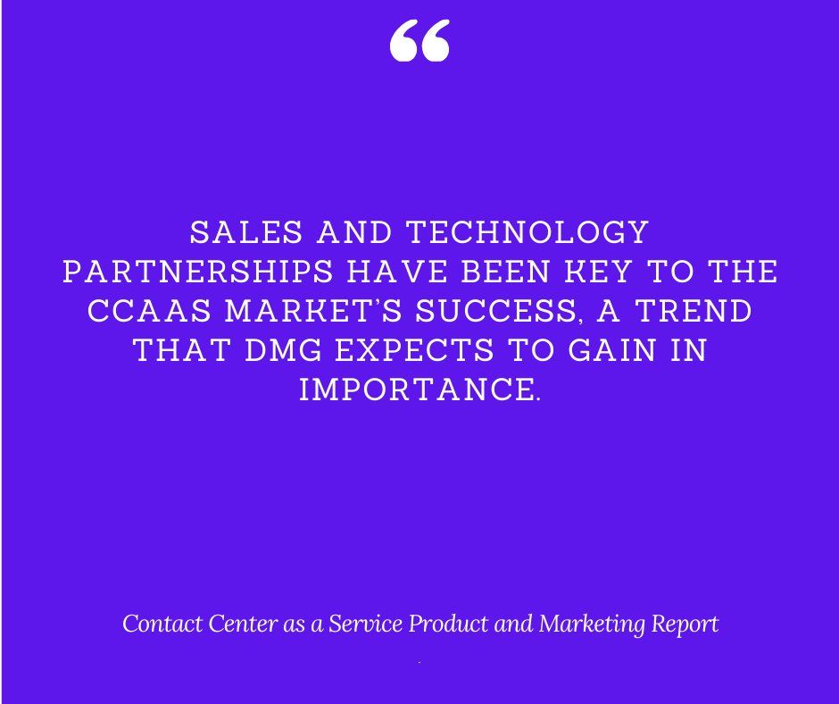 When it comes to technology partnerships, incorporating third-party systems and applications is a highly effective method to quickly bring new capabilities to market and gives customers increased flexibility in the solutions they use.

#DMGResearch
#contactcenter
#CX
#AI
#CCaaS