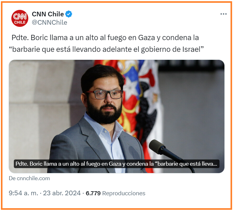 Ocupado de las cosas que más afectan a los chilenos como la seguridad, salud, viviendas y educación. Jugando a ser líder mundial contra Israel.