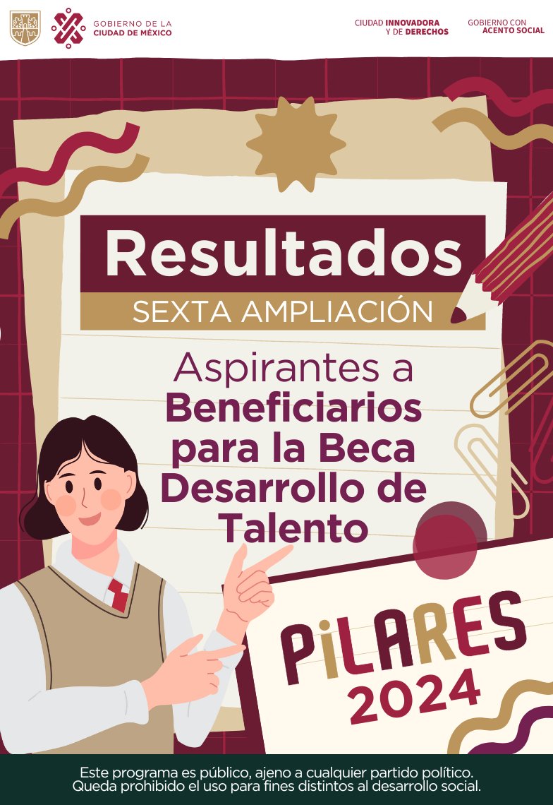 Si ¡Ya están aquí!📄 Consulta los resultados de la Sexta Ampliación de la beca Desarrollo de Talento PILARES Bienestar 2024.🫰🏻☺️ Aquí te dejamos el link 👇🏼 sec.pilares.cdmx.gob.mx/storage/app/me…