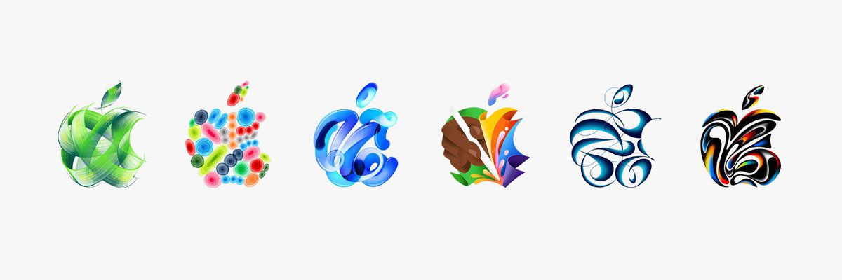 ifrnb's tweet photo. Los diferentes logos que Apple ha usado para anunciar el Apple Event del 7 de mayo. https://t.co/fuYQ54oVkQ