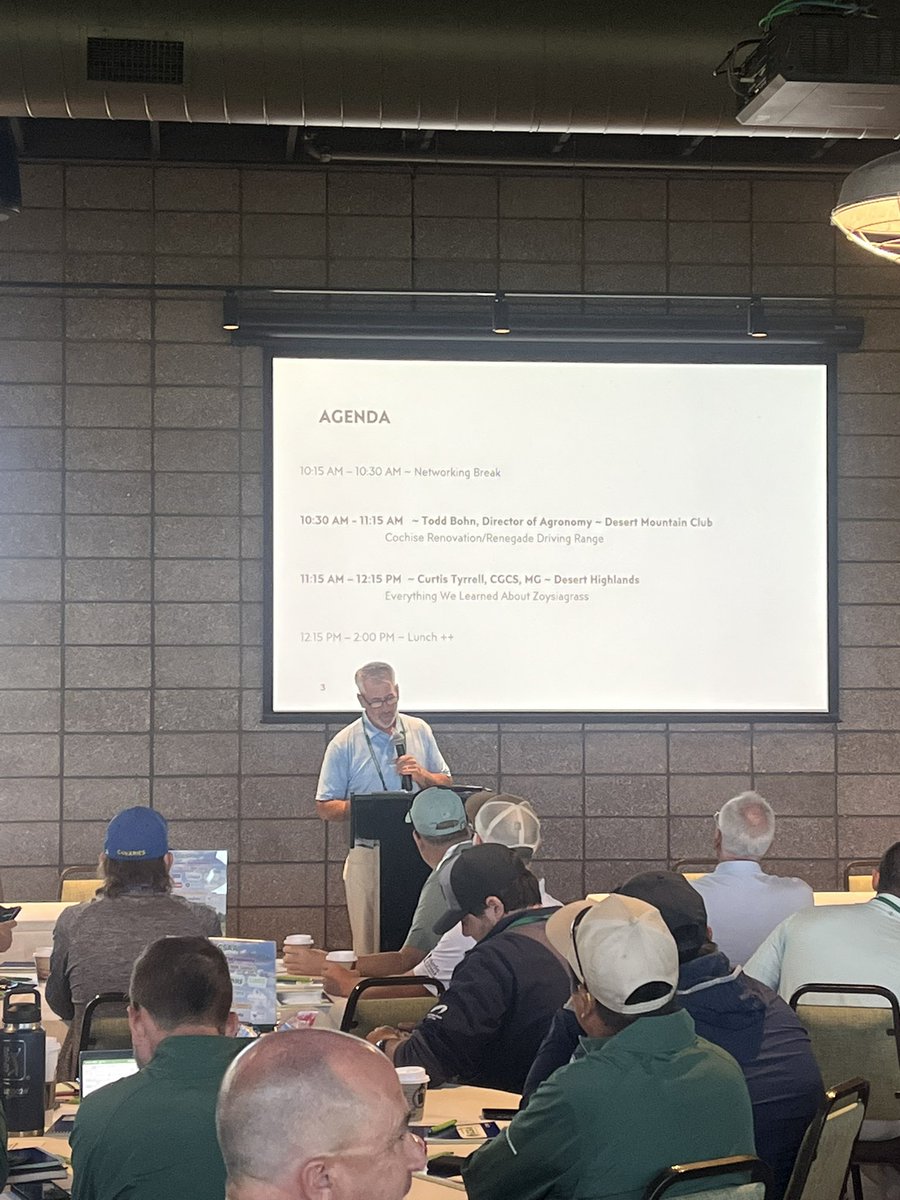 Huge turnout @PapagoGolf for the @cactusandpine Education Meeting. Pictured is @CTyrrellDHGC discussing @Rounds4Research. 35 foursomes donated this year! Huge thanks for the great participation! Check out the rounds m.biddingforgood.com/auctions/34173…. @gcsaa @PGA @PGATOUR