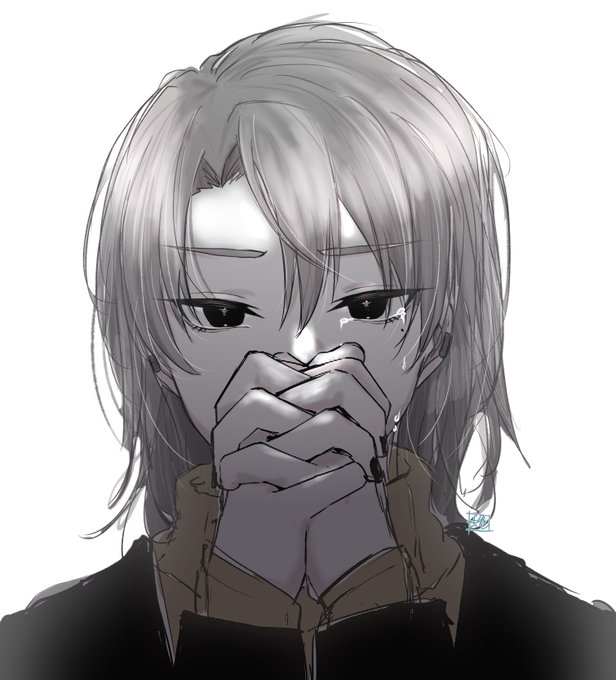 「crying with eyes open grey hair」 illustration images(Latest)