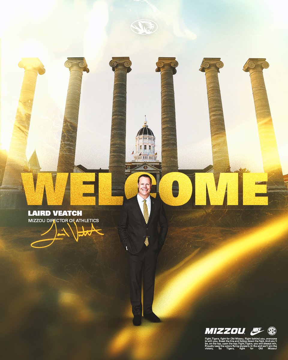 Mizzou is proud to welcome new Director of Athletics Laird Veatch! 'AD Veatch is a proven leader with the vision we need to achieve our championship goals.' 📰bit.ly/4b7T4Zs