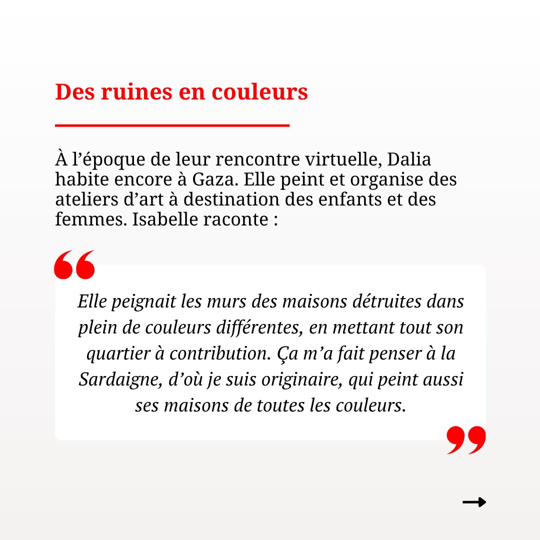 Isabelle est à Strasbourg. Dalia était à Gaza. Elle a pu fuir en Égypte après le bombardement par l’armée israélienne de son atelier et de sa maison. Depuis quatre mois, les amies tentent de se retrouver. 📖 Lire l'article en intégralité : rue89strasbourg.com/de-gaza-a-stra…