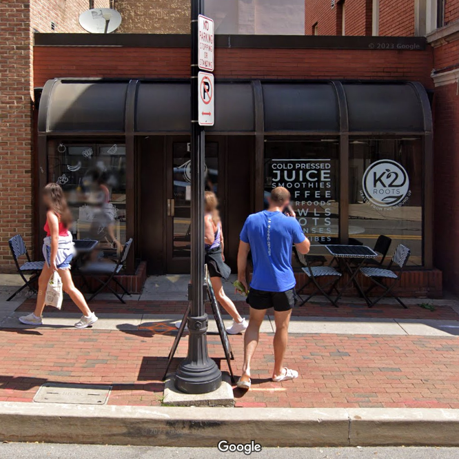 One thing I learned at the Olympic Trials was that David Taylor appears in the Google Street View image of his wife's juice shop. Google also blurred out the cauliflower ear in a very funny attempt to shield his identity.