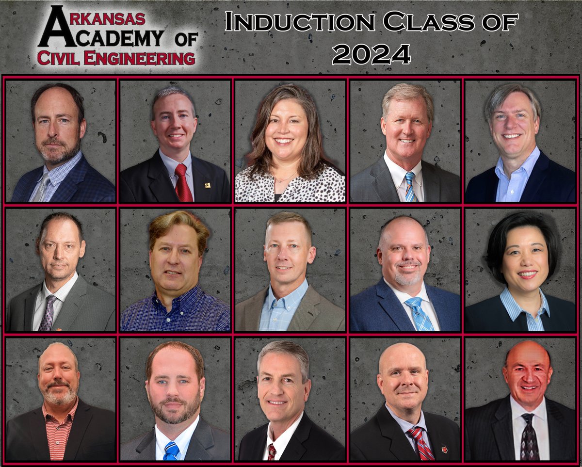 15 outstanding professionals have been inducted into the Arkansas Academy of Civil Engineering for their exceptional contributions to civil engineering. Congrats to our new members!   tinyurl.com/AACE2024 #AACE #CivilEngineering #InductionCeremony #UARK #Arkansas #UARKCVEG