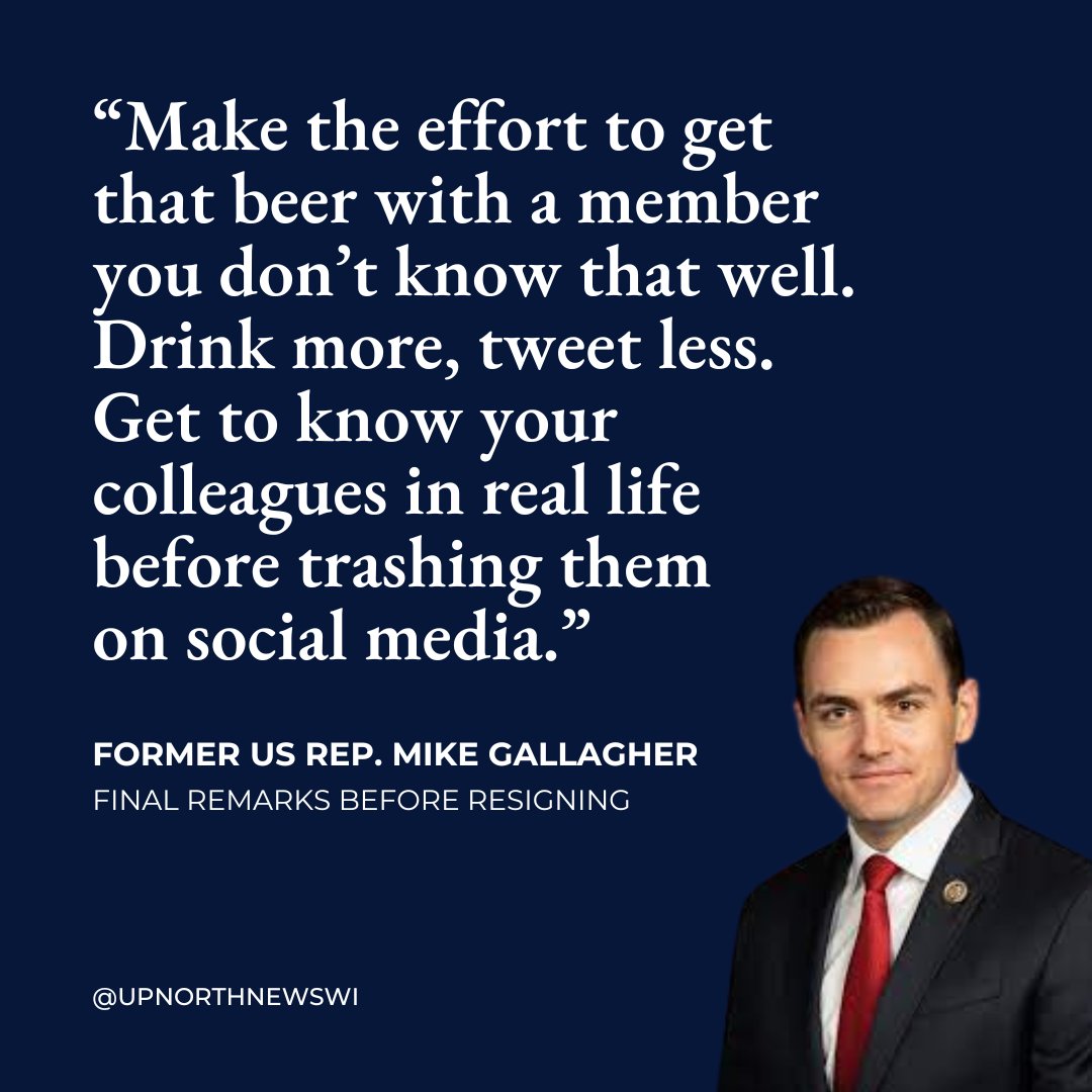 In final remarks added to the Congressional Record on Saturday, the now-former congressman urged his colleagues to do a better job of forging working relationships, even friendships, across the political aisle—over a beer, if necessary. #DrinkWisconsinbly ??