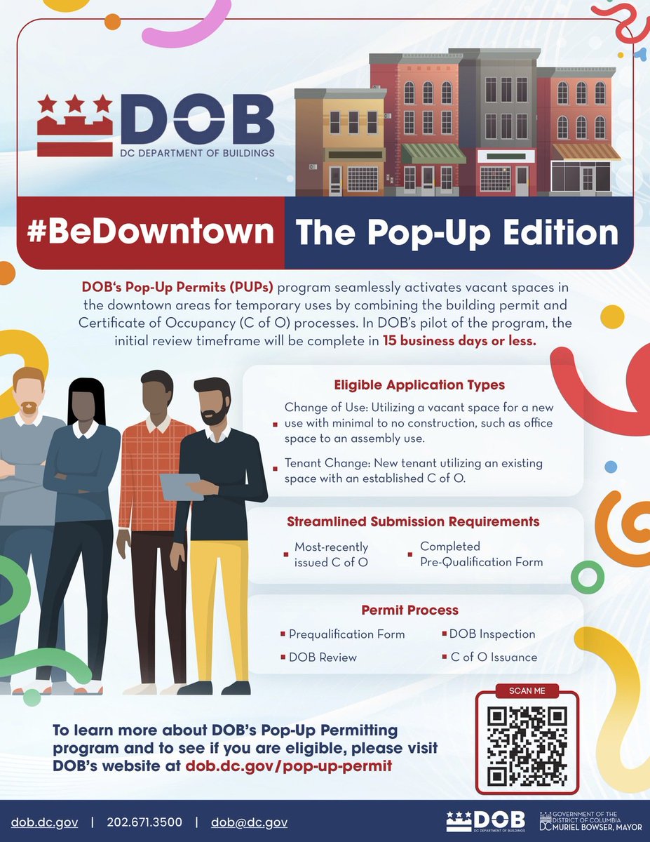 Pop-ups help bring vacant spaces back to life and we want to make the process easier for entrepreneurs. Learn more about our brand-new Pop-Up Permit program and bring your pop-up Downtown➡️dob.dc.gov/pop-up-permits