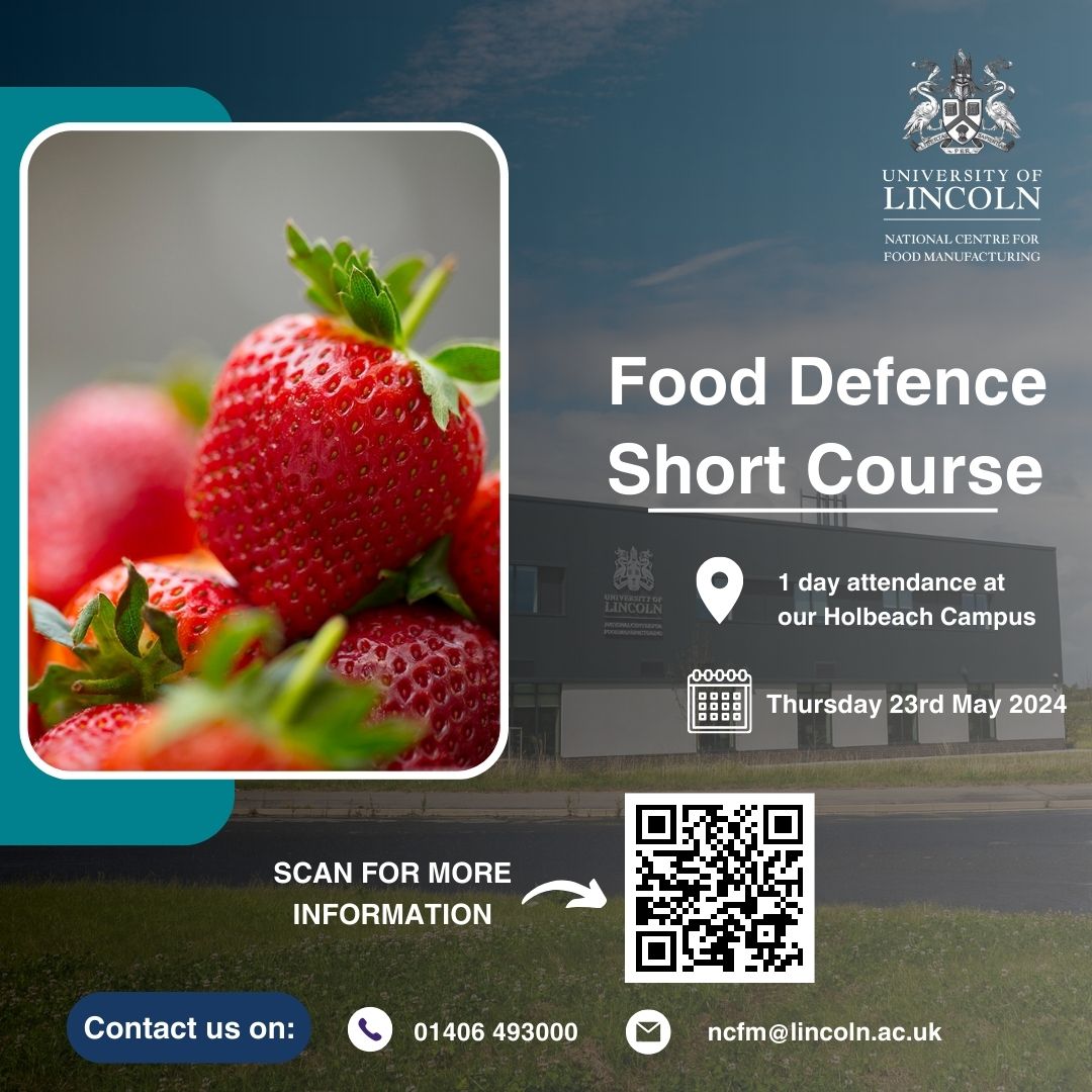 BOOK NOW! 🍓 We have places available on our upcoming Food Defence course here at NCFM! This course focusses on the core element to the defence of food, which is by using a systematic evaluation of vulnerable elements of the supply chain 📚 Contact us for more information...