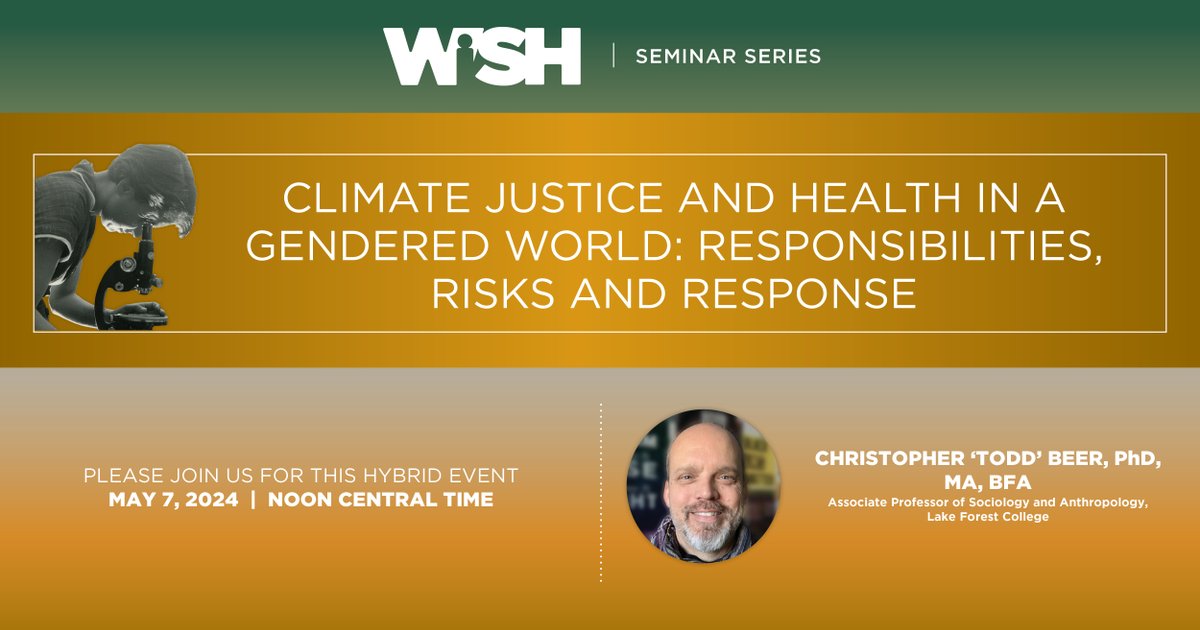 Hear Christopher's global and domestic perspective on the foundations of climate justice as a lens to think about the current causes and consequences of climate change for women and health. Register today. rosalindfranklin.edu/symposiums/wis…
