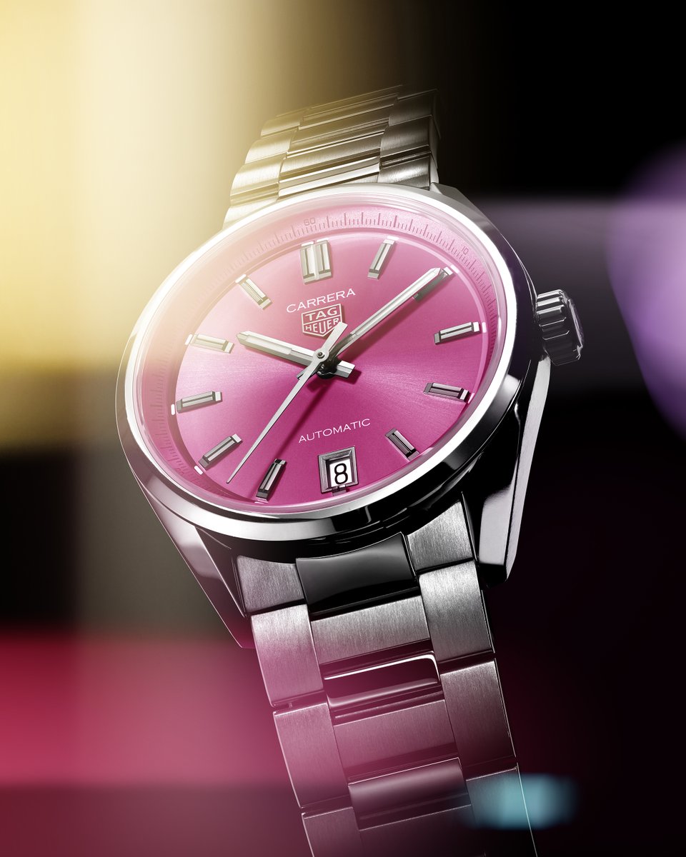 A vibrant timepiece revealing the daring spirit of bold dreamers. Boasting a magnetic pink hue, the TAG Heuer Carrera Date in pink edition exudes sophistication and maverick allure. Discover more: tag.hr/Carrera-Pink #TAGHeuer #TAGHeuerCarrera