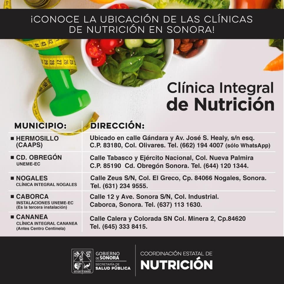 El estado de Sonora cuenta con cinco Clínicas Integrales de Nutrición entregrillosychapulines.com/?p=250860