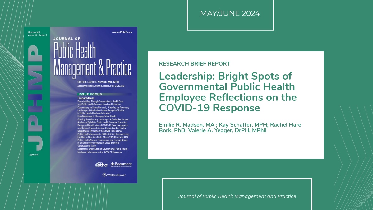 Despite the toll of the #pandemic, #PublicHealth workers exemplified #leadership in responding to the crisis. Read the first brief in @JPHMPDirect's series of COVID-19 'bright spots' highlighting how employees excelled in their response efforts. journals.lww.com/jphmp/fulltext…