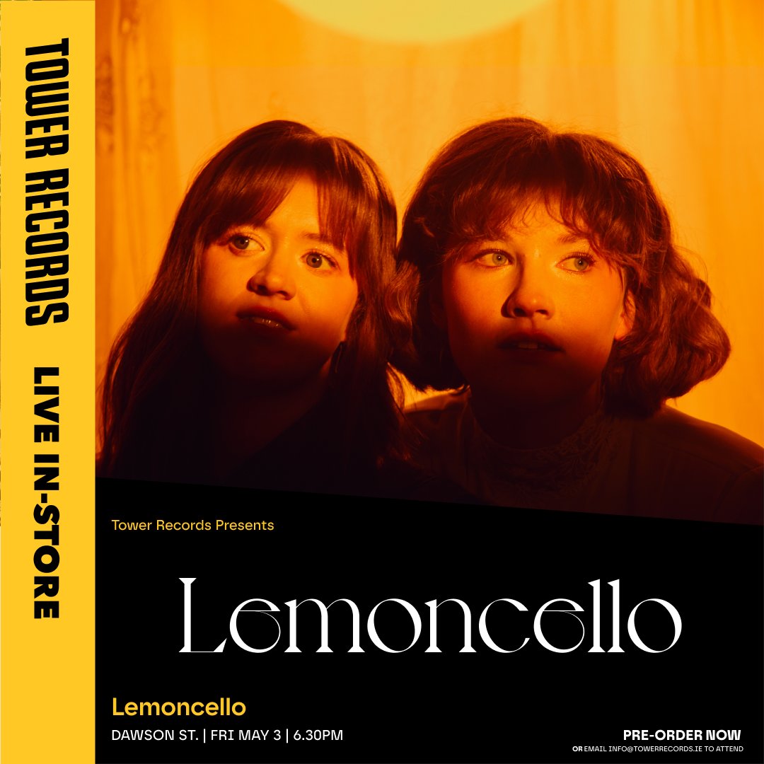 Tower Records Dublin (@towerdublin) on Twitter photo LIVE IN-STORE! <a href="/LemoncelloIE/">Lemoncello</a> play live at Tower Records, Dawson Street on Friday 3rd May!
To attend pre-order the new album here: towerrecords.ie/page/143
Or you can book your place by emailing "Lemoncello" to info@towerrecords.ie
They'll also be signing copies of the album! LIVE IN-STORE! <a href="/LemoncelloIE/">Lemoncello</a> play live at Tower Records, Dawson Street on Friday 3rd May!
To attend pre-order the new album here: towerrecords.ie/page/143
Or you can book your place by emailing "Lemoncello" to info@towerrecords.ie
They'll also be signing copies of the album!