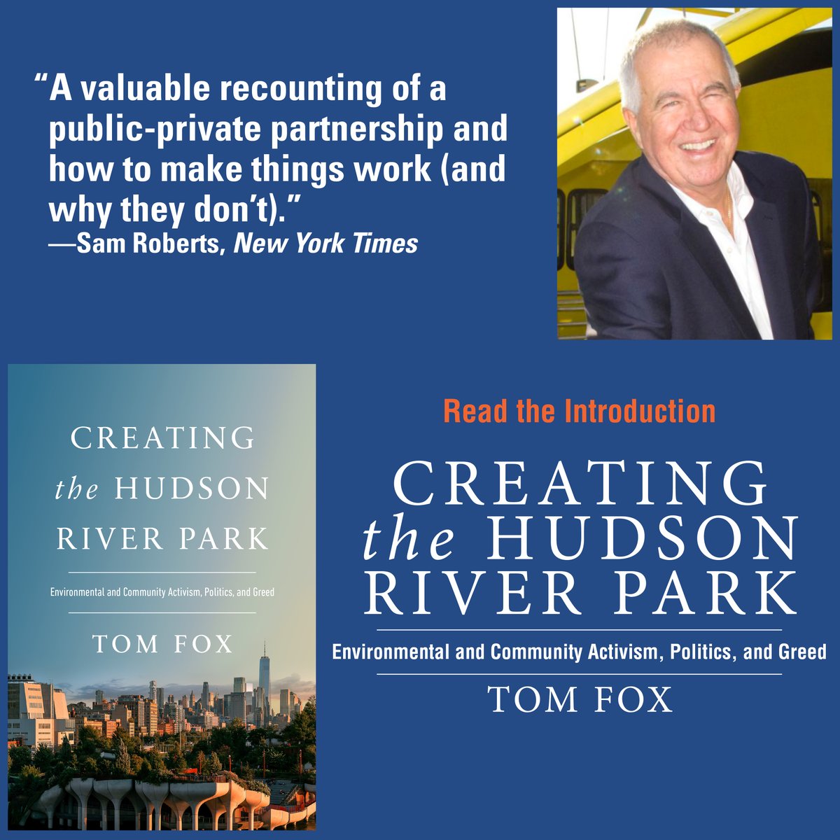 Book Launch: Tom Fox, author of 'Creating the Hudson River Park: Environmental and Community Activism, Politics, and Greed' Pier 25 (at N. Moore Street) Hudson River Park (NYC) Thursday, May 9 (5pm-7:30pm EDT) eventbrite.com/e/book-launch-… #HudsonRiverPark #NewYorkCity