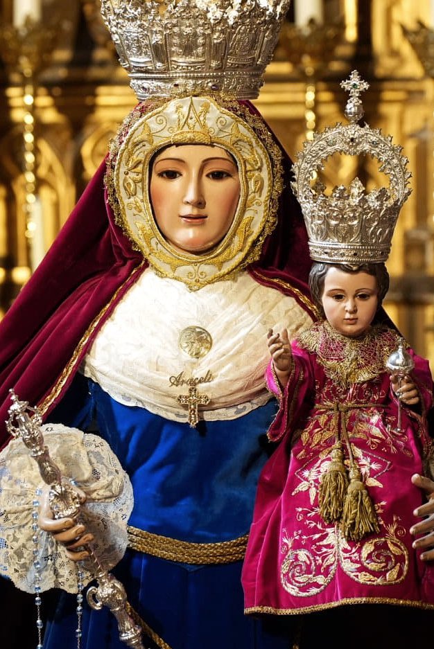 🔔 #ActualidadTC | Así luce ataviada la Virgen de Araceli de la @HdadAraceli en la capilla del Sagrado Corazón en San Andrés.

📸 Domingo Pozo

#GloriasSevilla24 #Glorias24 
#TDSCofrade #TrianeroCofrade