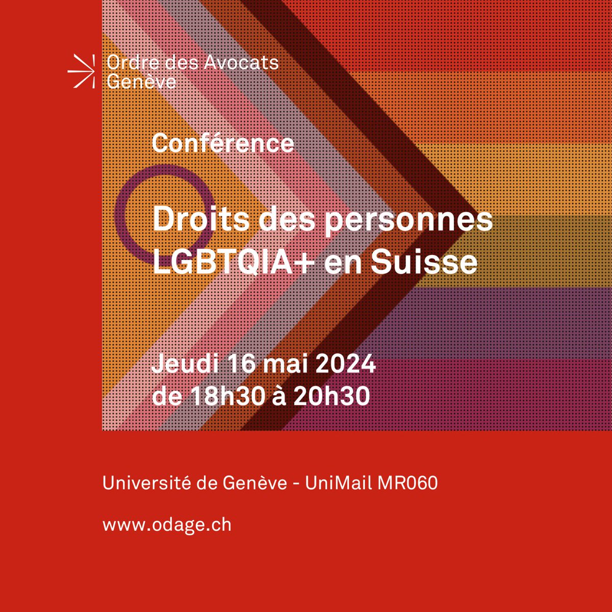 🏳️‍🌈🏳️‍⚧️⚖️ L'Ordre des Avocats - Genève organise une conférence sur les droits des personnes LGBTQIA+. Cette édition cible notamment l’introduction de la LED-Genre et la nouvelle jurisprudence à l’égard de l’article 261bis CP (l’affaire Soral). odage.ch/fr/agenda/droi…