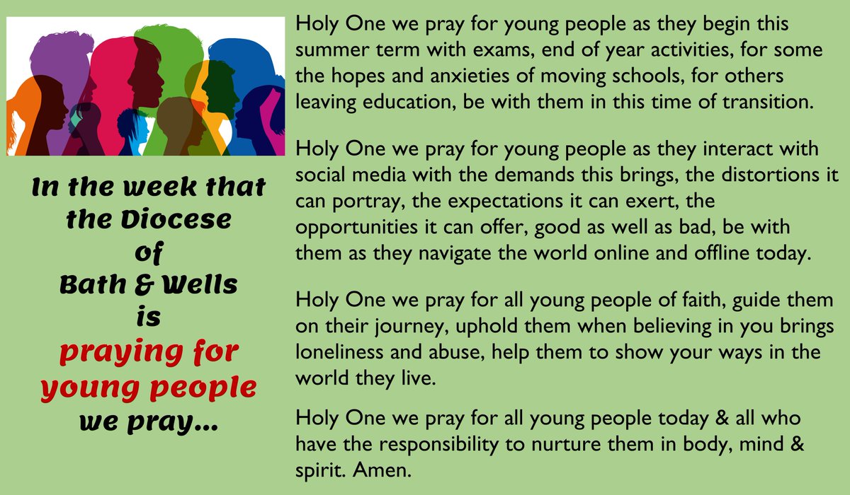 In the week that the Diocese of Bath & Wells is praying for young people we pray... Please add your prayers in the comments (it can be one word, a name, a short sentence) @BathWells @GoTeamAdvisers