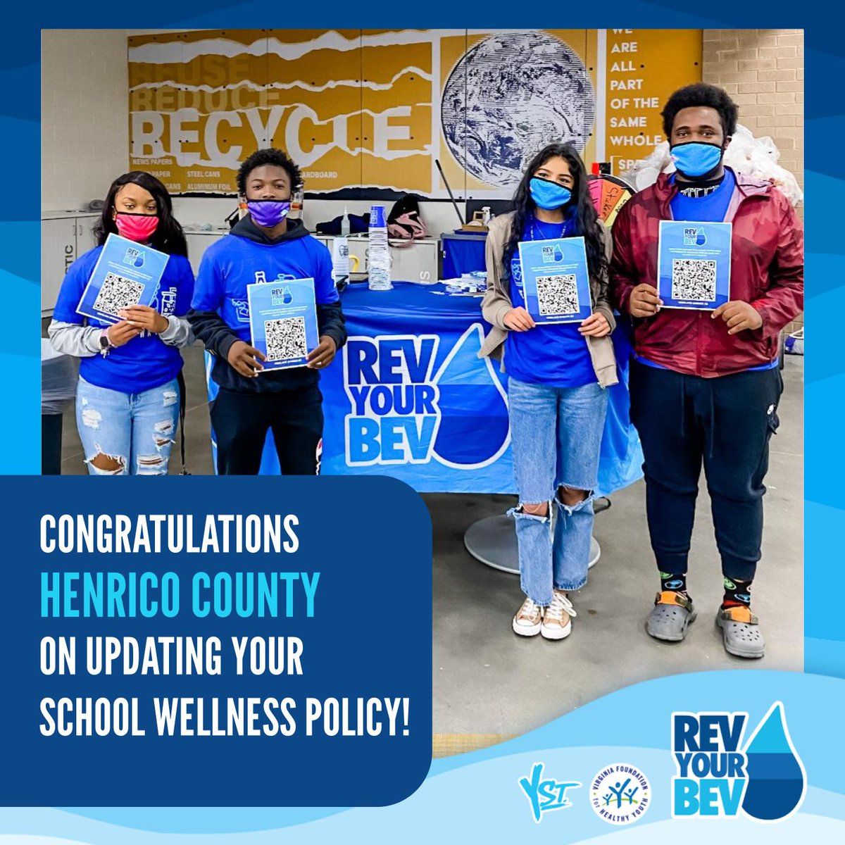 Yess! Way to go @HenricoSchools. 💙 Explore @revyourbev's interactive map to see all of the campaign's partners at revyourbev.com! 😃 #RevYourBevWeek #RevYourBev #YStreetMovement @HealthyYouthVA