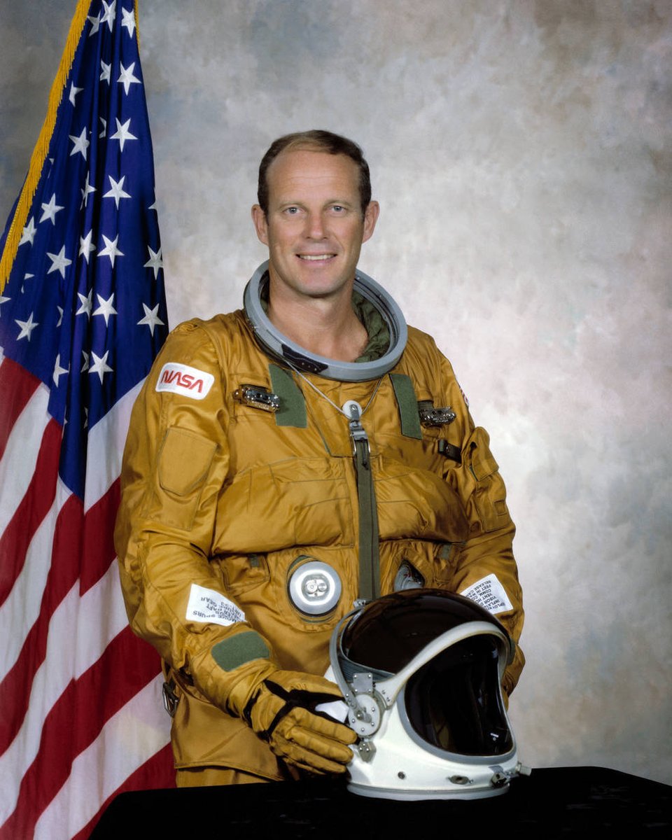 Skylab 3 astronaut Jack Lousma in his space shuttle escape suit. NASA image. #Skylab