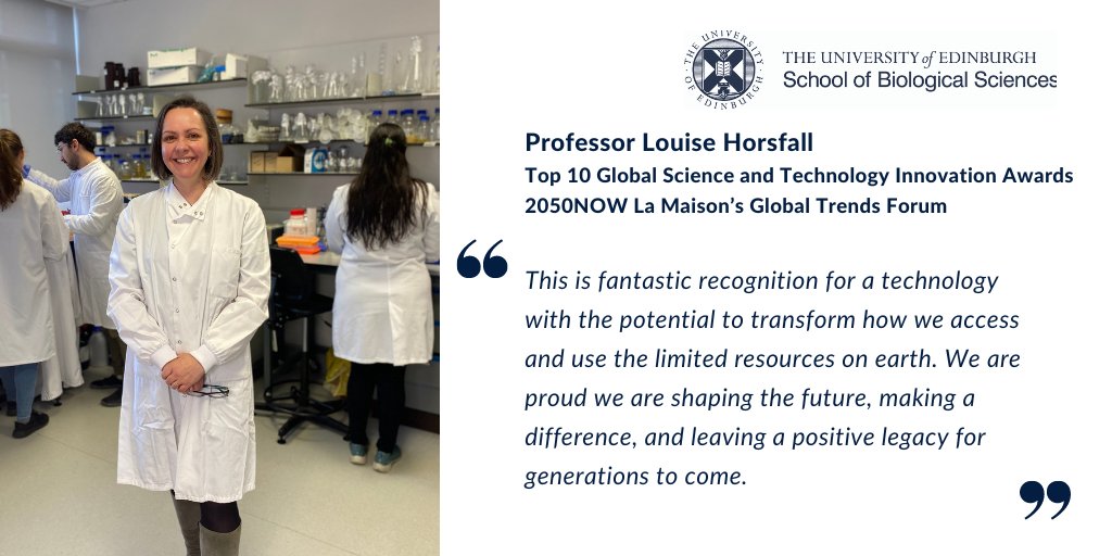 Congrats to Prof Louise Horsfall @lehorsfall🌟 Recognised in @2050_now 'Top 10 Global Science and Technology Innovation Awards' for her group's work on engineering bacteria to recover valuable metals from spent lithium batteries in electric vehicles edin.ac/3w3sXnS