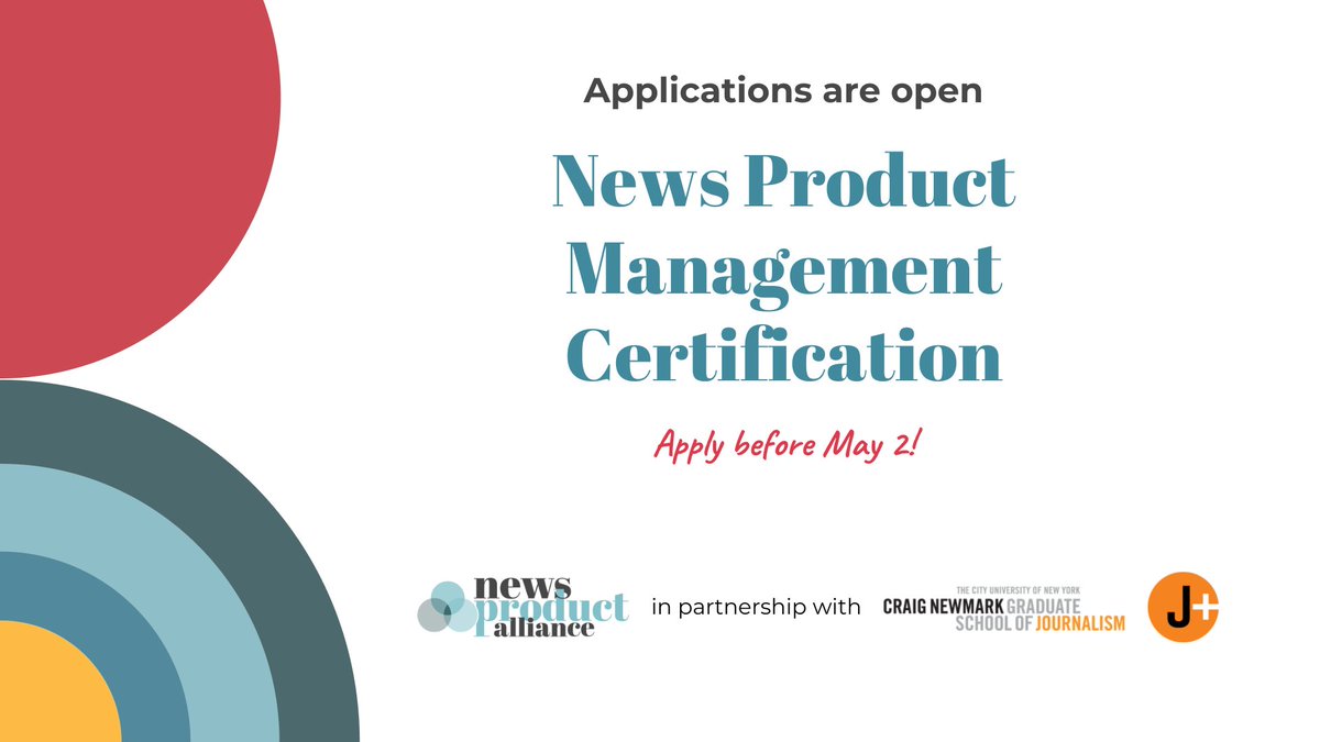 sembramedia's tweet image. 💻🌟 Súmate a #NPMC de @newsproduct y @NewmarkJPlus 

Si quieres desarrollar una estrategia de producto, mejorar tus habilidades técnicas e incorporar metodologías de producto en tu medio, aplica al programa en inglés de #NPMC

¡Aplica hasta el 2/5! 👉 tinyurl.com/mwmc7drn